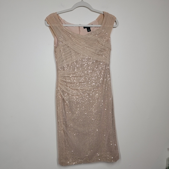 Lauren Ralph Lauren | Dresses | Lauren Ralph Lauren Evening Gold Sequin  Mesh Dress Size 6 | Poshmark